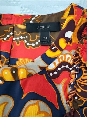 J. Crew Paisley Silk Blouse in Brown, Navy & Mustard